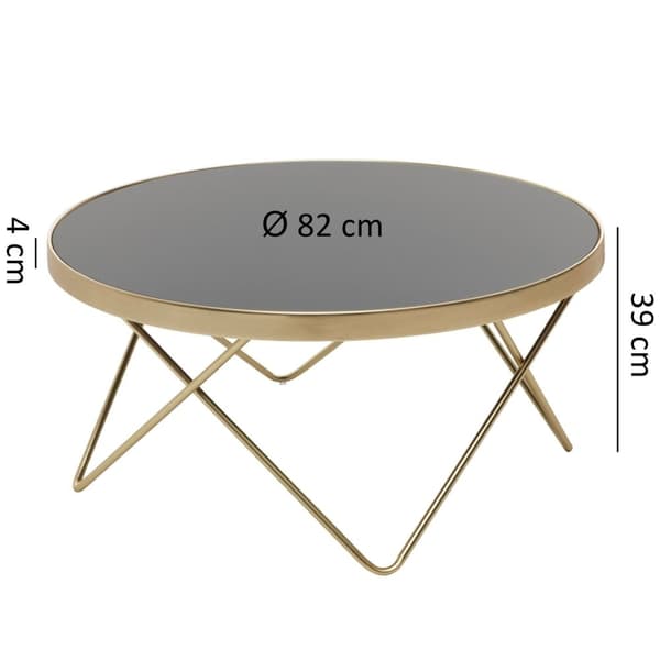 Rootz Retro sofabord - Filigran bordben - Stilfuldt centerbord - V-formede ben - Moderne farveskema - Gyldent stel - Plade af hærdet glas - 39 cm x 82