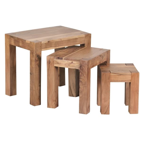 Rootz 3-delade häckbord - Massivt trä - Acacia - Handgjorda - Utrymmesbesparande - Unik ådring - 45cm x 50cm x 36cm