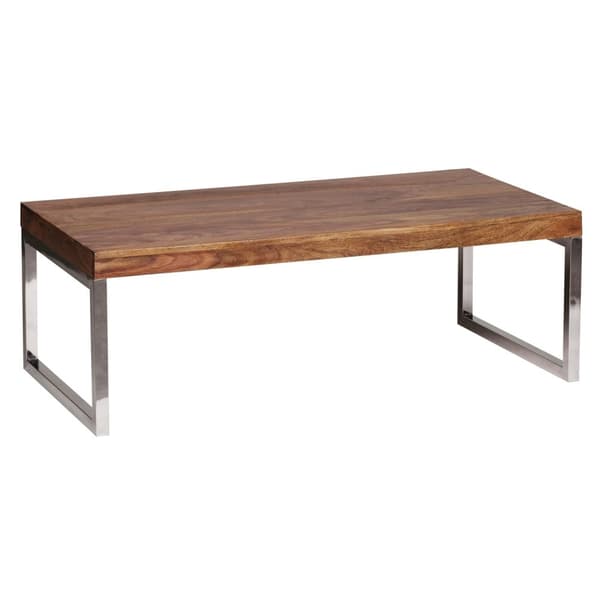Rootz Solid Wood Soffbord - Vardagsrumsbord - Träbord - Sheesham Wood - Eleganta kromfötter - Unika träfibrer - Rektangulär form - 120cm x 40cm x 60cm