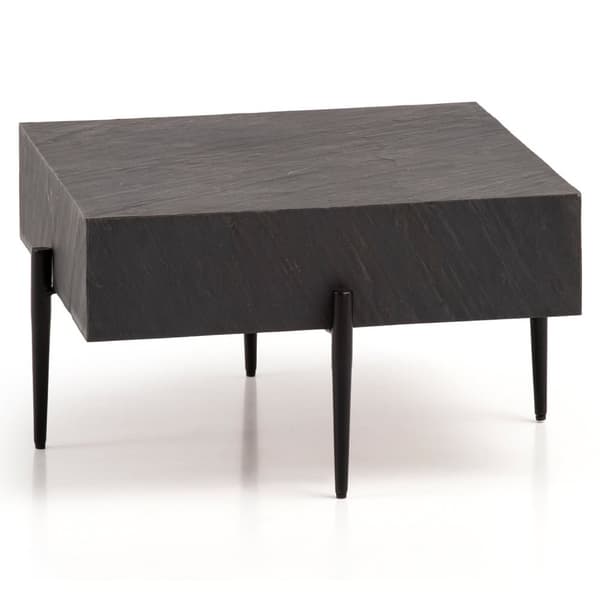 Rootz Modern Design Square Soffbord - Antracit 3D Yta - Handgjord - Unik - Mango massivt trä - MDF - Höjdjusterbara knoppar - 64cm x 64cm x 35cm