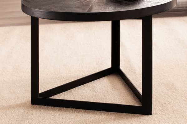 Rootz Industrial Design Soffbord - Runt bord - Triangulär stomme - Handgjorda - Mangoträ - Unikt - 58cm x 58cm x 40cm