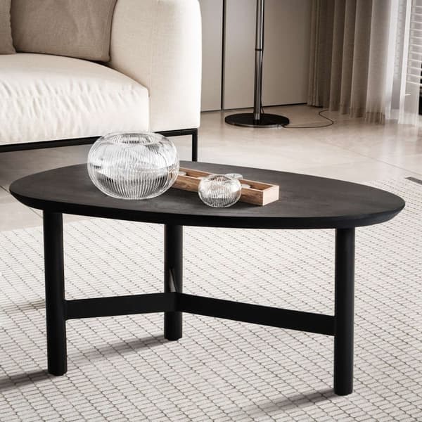 Rootz Modern Design Sofabord - Nyreformet bord - Stativstel - Håndlavet - Mangotræ - Sort - 86 cm x 50 cm x 37 cm - Tidløst udseende - Naturligt træko