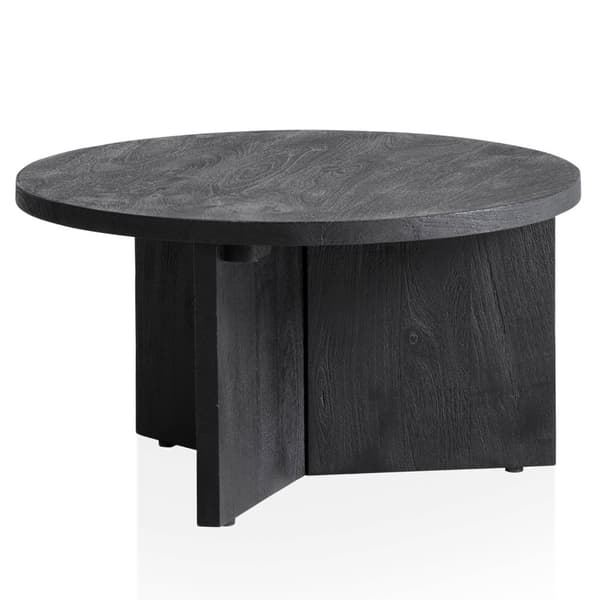 Rootz Modern Design Sofabord - Rundt bord - Stativstel - Håndlavet - Mango massivt træ - Unikt - Sort - 60cm x 60cm x 33cm
