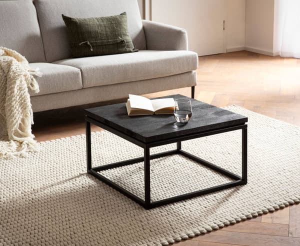 Rootz Modern Design Sofabord - Firkantet bord - Håndlavet - Mangotræ - Sort - Unik - Anti-Slip Nubs - 60cm x 60cm x 35cm