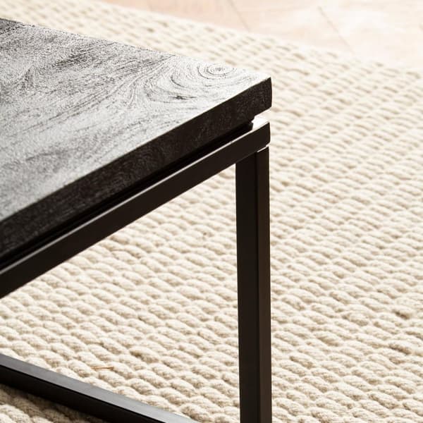 Rootz Modern Design Sofabord - Firkantet bord - Håndlavet - Mangotræ - Sort - Unik - Anti-Slip Nubs - 60cm x 60cm x 35cm