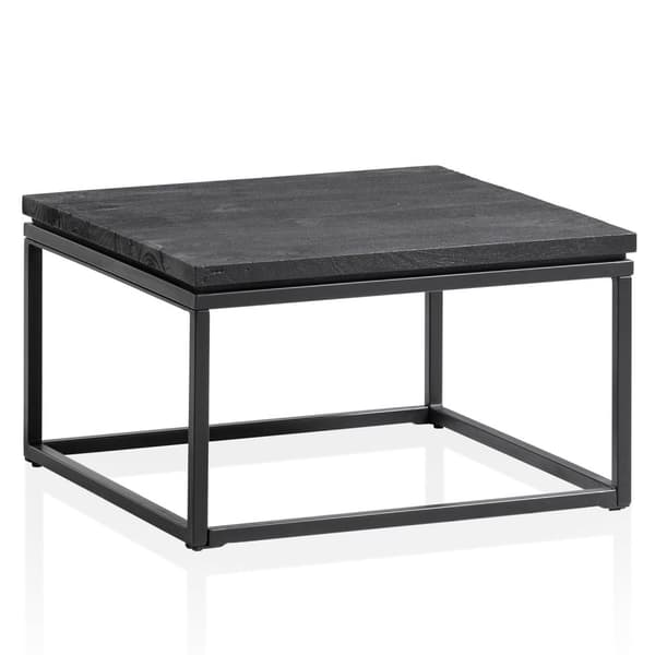 Rootz Modern Design Sofabord - Firkantet bord - Håndlavet - Mangotræ - Sort - Unik - Anti-Slip Nubs - 60cm x 60cm x 35cm
