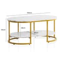 Miniatyrbild 4 av 7: Rootz Modern Design rektangulärt soffbord - Soffbord - Marmorlook - Vit & Guld - Förvaringsområde - Elegant stil - Robust metallram - 100cm x 60cm x 4