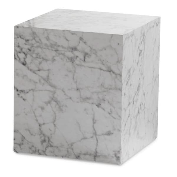 Rootz Elegant Sofabord - Sidebord - Marmorlook - Hvid - Opbevaringsområde - Sidebord - 40cm x 40cm x 45cm