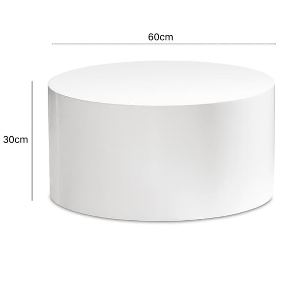 Rootz Elegant -sohvapöytä - Pyöreä pöytä - Kiiltävä pinta - Valkoinen - Kaukosäädinhylly - Usean huoneen käyttö - Lattian suojaus - 60cm x 60cm x 30cm