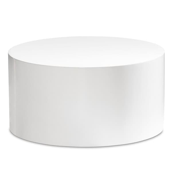 Rootz Elegant -sohvapöytä - Pyöreä pöytä - Kiiltävä pinta - Valkoinen - Kaukosäädinhylly - Usean huoneen käyttö - Lattian suojaus - 60cm x 60cm x 30cm