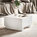 Miniatyrbillede 2 af 7: Rootz Elegant Sofabord - Kubebord - Højglans finish - Hvid - Fjernbetjeningsopbevaring - Alsidigt design - 60 cm x 60 cm x 35 cm
