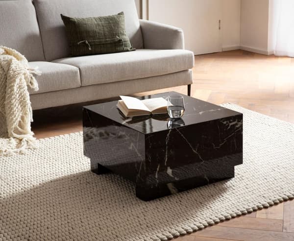 Rootz Elegant Sofabord - Kubebord - Marmorlook - Opbevaringsområde - Alsidig brug - 60 cm x 60 cm x 35 cm
