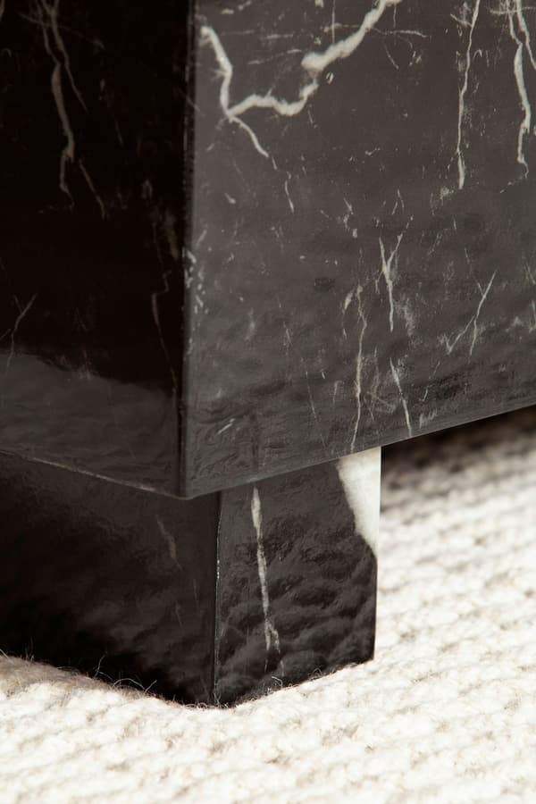 Rootz Elegant Sofabord - Kubebord - Marmorlook - Opbevaringsområde - Alsidig brug - 60 cm x 60 cm x 35 cm