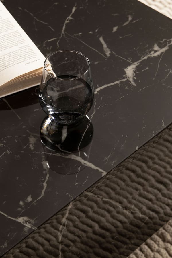 Rootz Elegant Sofabord - Kubebord - Marmorlook - Opbevaringsområde - Alsidig brug - 60 cm x 60 cm x 35 cm