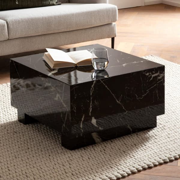 Rootz Elegant Sofabord - Kubebord - Marmorlook - Opbevaringsområde - Alsidig brug - 60 cm x 60 cm x 35 cm