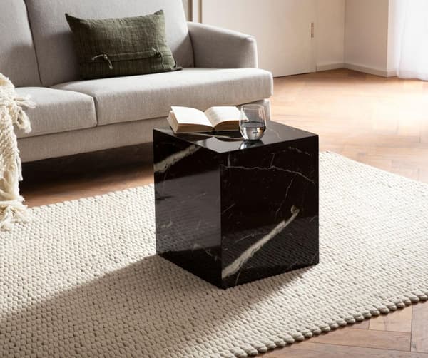 Rootz Elegant soffbord - Sidobord - Marmorlook - Svart - Förvaringsyta - Sidobord - 40cm x 40cm x 45cm