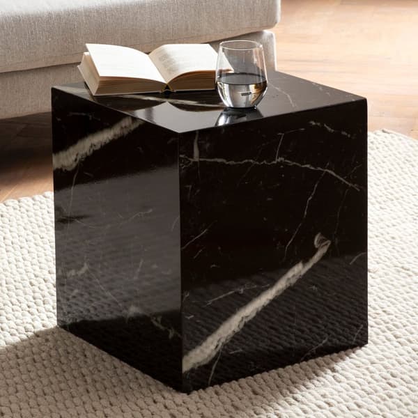 Rootz Elegant soffbord - Sidobord - Marmorlook - Svart - Förvaringsyta - Sidobord - 40cm x 40cm x 45cm