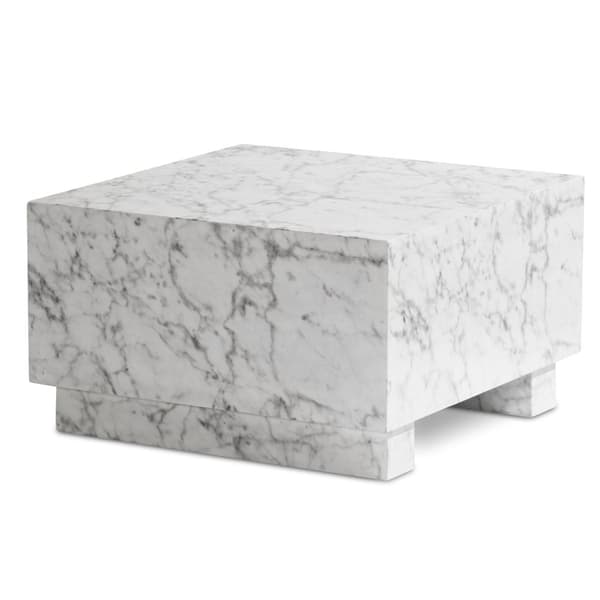 Rootz Elegant Sohvapöytä - Kuutiopöytä - Marmori look - Valkoinen - 60cm x 60cm x 35cm - Kaukosäätimen säilytystila - Monipuolinen muotoilu - Suoja na