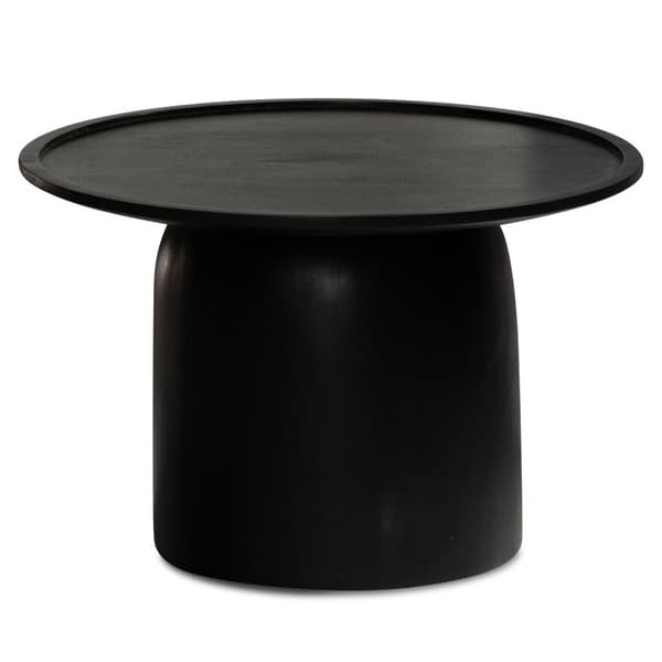 Rootz Modern Design -sohvapöytä - Pyöreä pöytä - Rumpun runko - Käsintehty - Mangopuu - Musta - Ainutlaatuinen - Suojalakka - Korotettu reuna - 60cm x