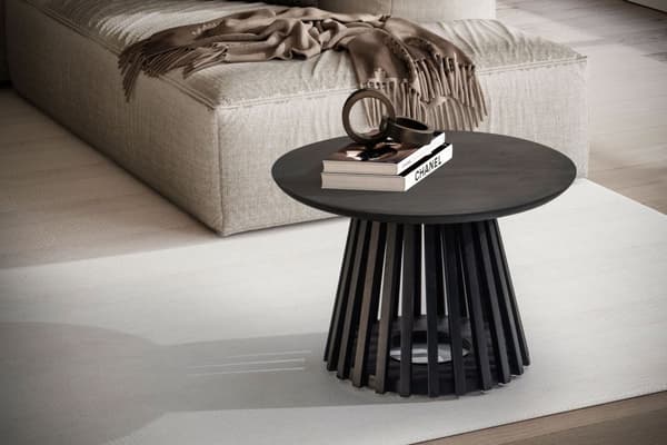 Rootz Modern Design Soffbord - Runt bord - Vardagsrumsbord - Handgjort - Mangoträ - Skyddslack - 60cm x 60cm x 41cm