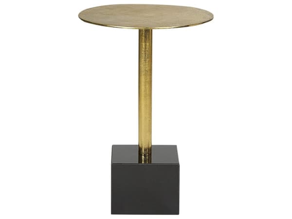 Sidobord Svart och Guld Metall Stenfot Rund Geometrisk Form Modernt Ändbord