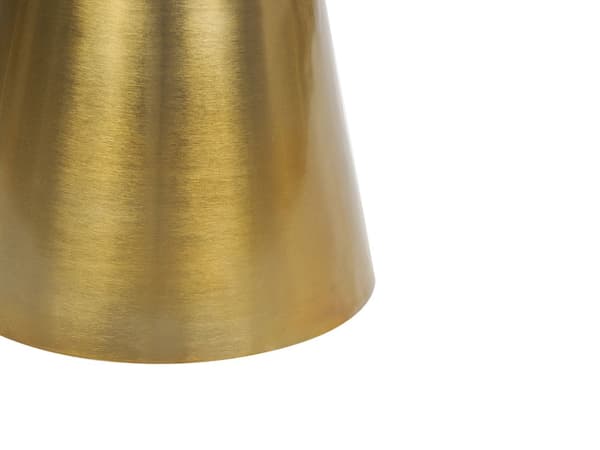 Sidobord Vit och Guld Metall Sten Bas Rund Geometrisk Form Modernt Ändbord
