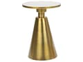 Miniatyrbild 1 av 6: Sidobord Vit och Guld Metall Sten Bas Rund Geometrisk Form Modernt Ändbord