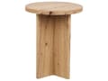 Miniatyrbillede 5 af 7: Sidebord lyst træ med træ effekt 55 x 42 cm rundt X-base moderne stil stue opholdsrum