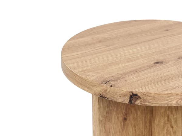 Sidebord lyst træ med træ effekt 55 x 42 cm rundt X-base moderne stil stue opholdsrum