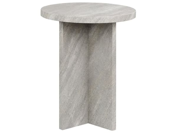 Sidebord grå beton med steneffekt 55 x 42 cm rundt X-base moderne stil stue opholdsrum