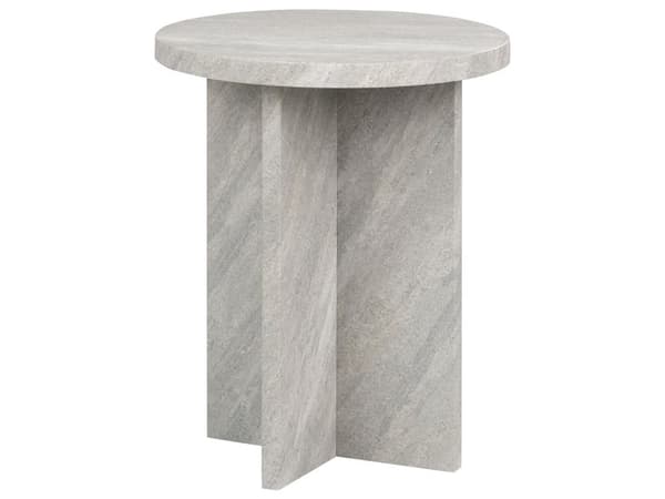 Sidebord grå beton med steneffekt 55 x 42 cm rundt X-base moderne stil stue opholdsrum