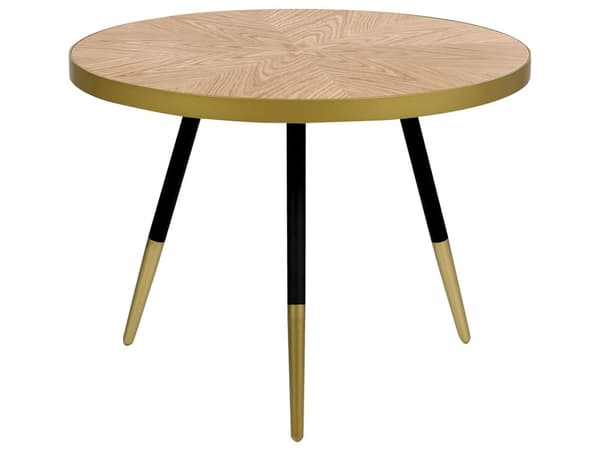 Sofabord Mørkt Træ ø 61 cm Rundt Bord med Gylden Ben til Sofa Stue Tilbehør