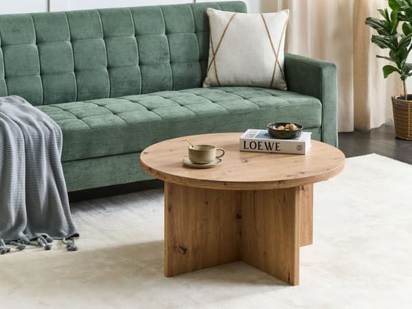 Sofabord i lyst træ MDF 80 x 80 cm Klassisk moderne design stue opholdsrum moderne stil