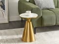 Miniatyrbillede 2 af 6: Sidebord hvid guld 35 x 49 x 35 cm jern marmor rundt lille bord moderne stil stue værelse