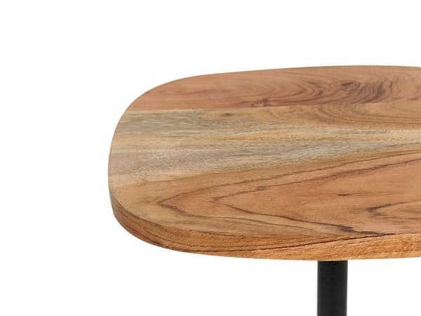 Sidebord lys akacietop sort jernben 30 x 59 x 30 cm rundt sidebord med marmormønster moderne stil