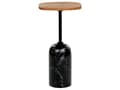 Miniatyrbillede 1 af 6: Sidebord lys akacietop sort jernben 30 x 59 x 30 cm rundt sidebord med marmormønster moderne stil