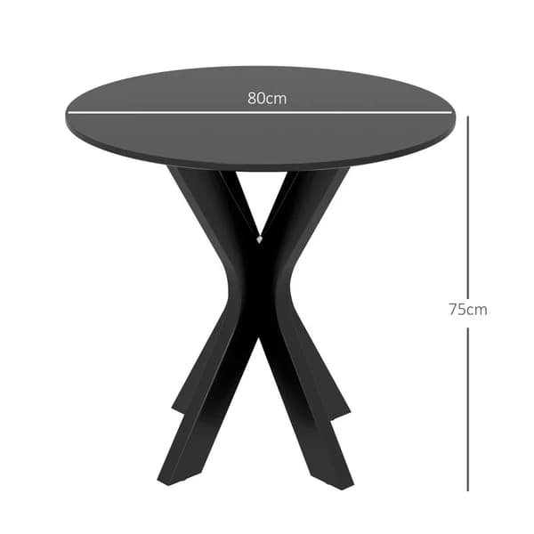 Rootz Matbord - Köksbord - Runt bord - Modern Design - Pulverlackerat stål - Svart - 78 cm x 78 cm x 75 cm