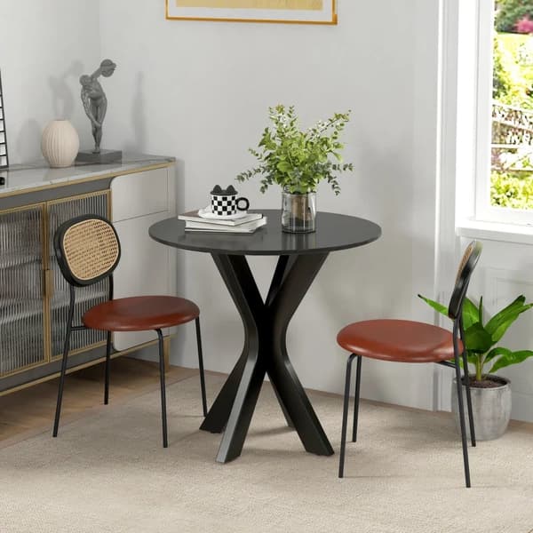 Rootz Matbord - Köksbord - Runt bord - Modern Design - Pulverlackerat stål - Svart - 78 cm x 78 cm x 75 cm