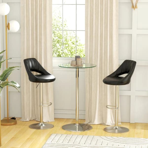 Rootz Barbord - Bord för 2 personer - Modern design - Runt bord - Pulverlackerat stål - Silver - 60 x 60 x 102 cm