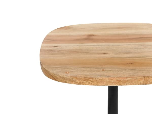 Sidebord lys akacietop hvidt jernben 30 x 59 x 30 cm rundt sidebord med marmormønster moderne stil