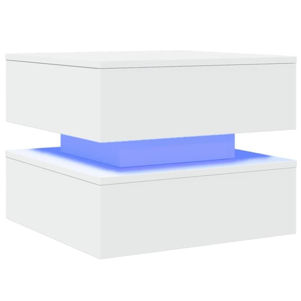vidaXL Soffbord med LED vit 50x50x40 cm