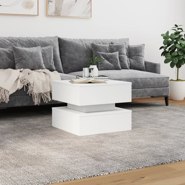 vidaXL Soffbord med LED vit 50x50x40 cm