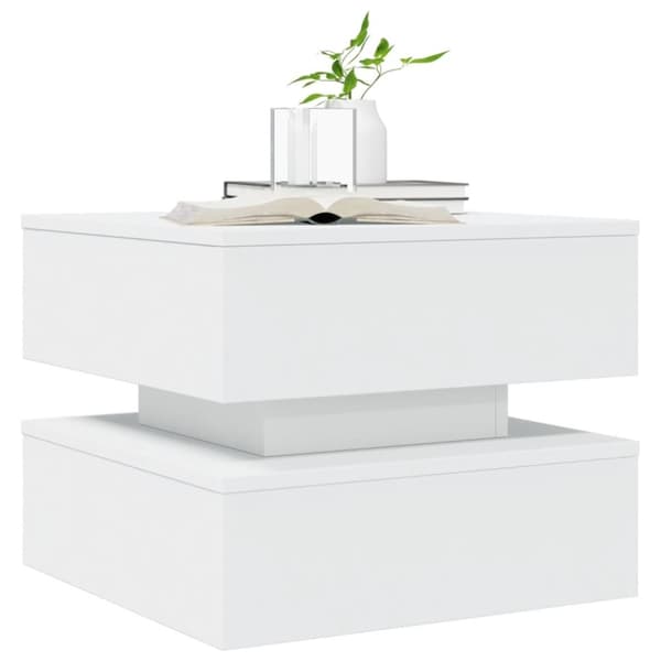 vidaXL Soffbord med LED vit 50x50x40 cm