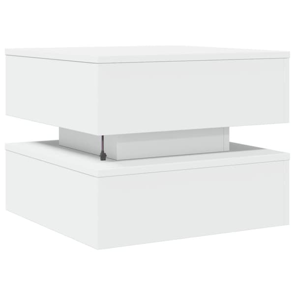 vidaXL Soffbord med LED vit 50x50x40 cm