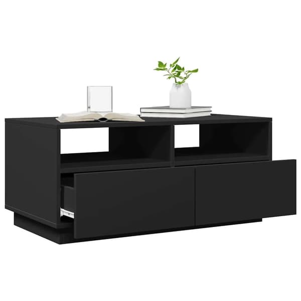 vidaXL Salongbord med LED-lys svart 90x49x40 cm