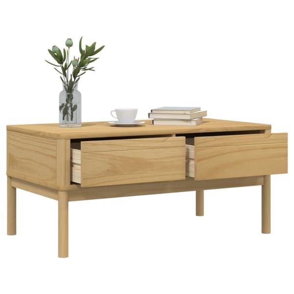 vidaXL Salongbord FLORO voksbrun 99x55,5x45 cm heltre furu