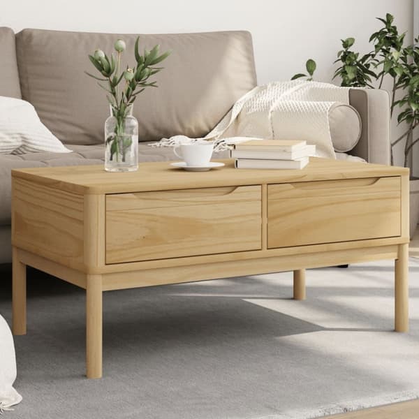 vidaXL Salongbord FLORO voksbrun 99x55,5x45 cm heltre furu