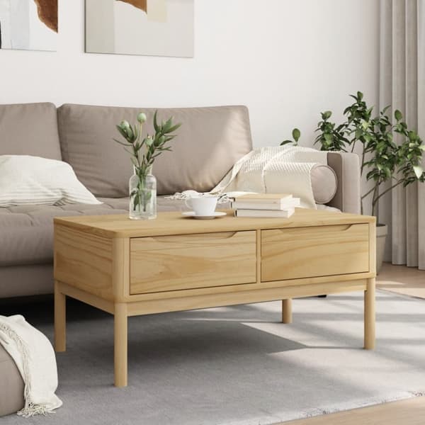 vidaXL Salongbord FLORO voksbrun 99x55,5x45 cm heltre furu