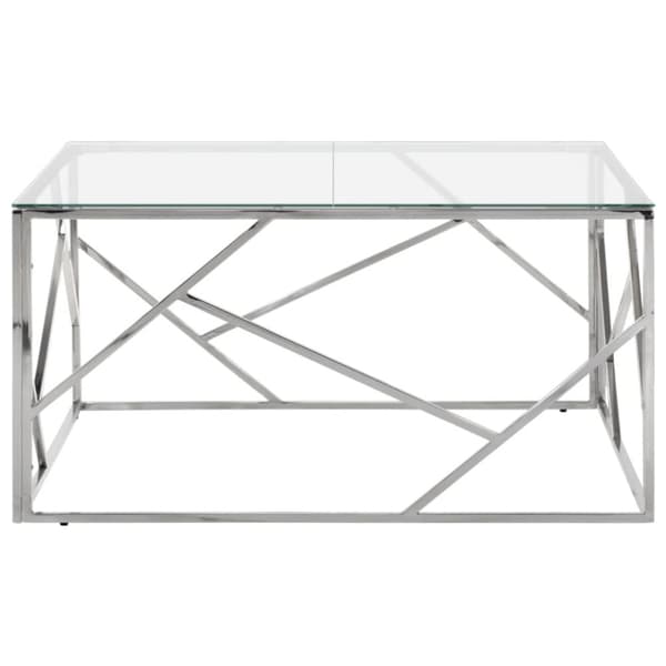 vidaXL Soffbord silver rostfritt stål och härdat glas
