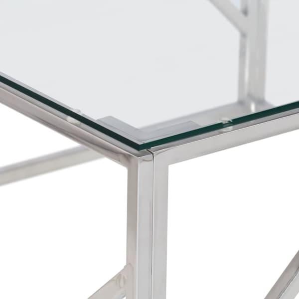 vidaXL Soffbord silver rostfritt stål och härdat glas